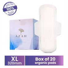 Azah Rash Free Organic Sanitary Pads : Box of 20 Pads (All XL - Without disposal bags)