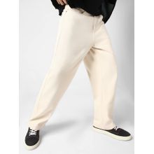 Urbano Fashion Men's Beige Loose Baggy Fit Washed Jeans Non-Stretchable