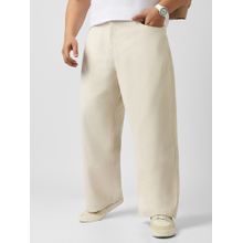 Urbano Plus Men's Off White Loose Baggy Fit Washed Jeans Non-Stretchable