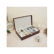 La Trove 12 Slot Watch Display Box Case Organiser Brown