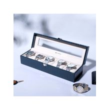 La Trove Blue Leather 5-Slot Watch & Accessories StorageOrganizer Display Box