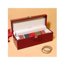 La Trove Maroon Leather 1 Rod Bangle, Churi, Kangan & Kada Jewellery Organizer Box