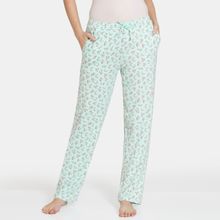 Zivame Wildflower Fields Knit Cotton Pyjama - Bay Blue