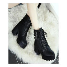 Shoetopia Women Black Solid Mid Top Boots