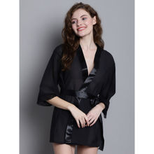 Shararat Womens Black Above Knee Lace Robe (Set of 2)