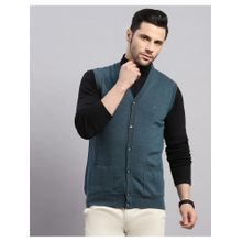 Monte Carlo Men's Regular Fit Solid Sleeveless Winter Teal Sweater