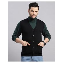 Monte Carlo Men's Regular Fit Solid Sleeveless Winter Black Sweater