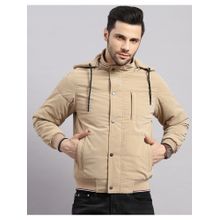 Monte Carlo Men Regular Hooded Khaki Solid Puffer Jacket
