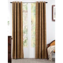 Maspar Oracle Chenille Viscose & Cotton Yarn Dyed Texture Honey Khaki Door Curtain Set of 2