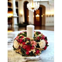 Forestkraft Gorgeous Red Flowers Candle Holder Centrepiece - Festive Table Decor & Gift