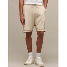 Mufti Off White Solid Plain Casual Cotton Shorts