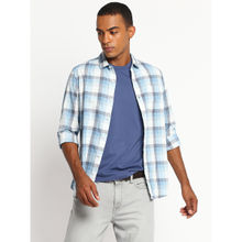 Lee Men Blue And White Checked Slim Fit Shirt