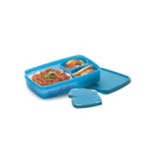 Signoraware Blue Compact Bpa Free Plastic Microwave Safe Lunch Box Set