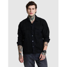 Snitch Black Relaxed Fit Denim Jacket