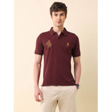 U.S. POLO ASSN. Men's Maroon Brand Appliqued Gold Cup Polo T-Shirt