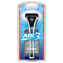 Feather MR3 Neo Pivoting Head Triple Blade Cartridge Shaving Razor + Free Cosmedik Moustache Scissor