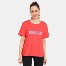 Zivame Rosaline Easy Movement Relaxed T-Shirt - Poppy Red