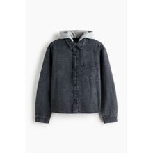 H&M Men Grey Hooded Overshirt