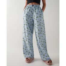 Bewakoof Women Blue All Over Printed Wide Leg Pyjamas