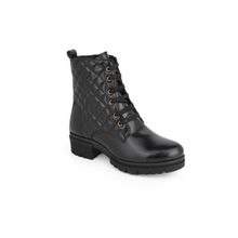 Hydes N Hues HY 227 Fine Leather Casual Black Boots for Women