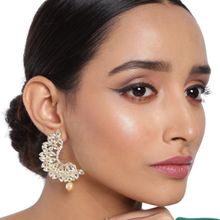 Accessher Stylish Latest Designer Fancy Gold-Plated Kundan Earrings For Women And Girls