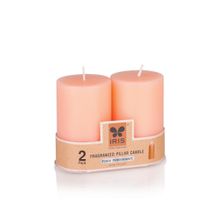 Iris Homefragrances Pack of 2 Peach Pomogranate Fragrance Pillar candles 120g each 2 x 3 inch