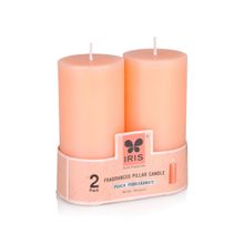 Iris Homefragrances Pack of 2 Peach Pomogranate Fragrance Pillar candles 160g each 2 x 4 inch