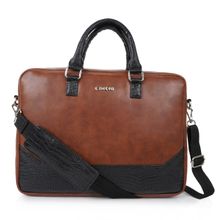 Cimoni Unisex Tan Latest Stylish Premium Pu Leather Laptop Bag