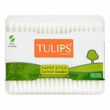 Tulips Cotton Ear Buds/ Swabs with White Paper Stick Jar (100/ 200 Tips in a Jar)