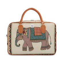 NFI Essentials Retro Elephant Print Canvas Travellling Duffle Air Bag