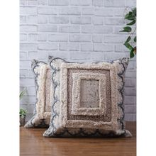 eyda Hand Blocks Cotton Cushion Cover Set Of 2-20X20 Inchs