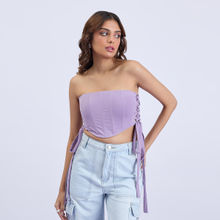 MIXT by Nykaa Fashion Lavender Tie Up Tube Neck Corset Top