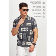 BULLMER Men Black Trendy Regular Fit Floral Casual Shirt