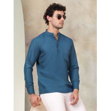 Jompers Men Teal Solid Shirt