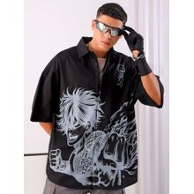 The Indian Garage Co Men Oversized Anime Print Half Sleeves Cutaway Collar Shirt
