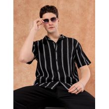 The Indian Garage Co Men Stripes Half Sleeves Cuban Collar Shirt