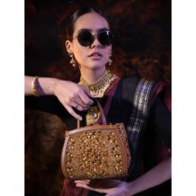 versuhz Brown Embellished Poppy Handbag