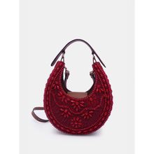 versuhz Maroon Floral Embellished Beads Handbag