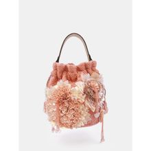 versuhz Peach 3D Floral Hand Embellished Potli Bag