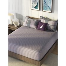 Nautica Super Soft 100% Cotton Grey King Bedsheet With 2 Pillow Covers (Set of 3)