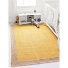 HabereIndia Handmade Jute Carpet - Yellow