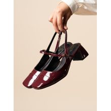 Theater Women Twiggy Piggies Cherry Red Mary Jane Slingback Block Heels