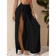 WomanLikeU Black Solid Swim Cover-Up Sarong