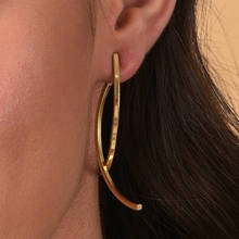 SOHI Gold Toned Contemporary Hoop Earrings