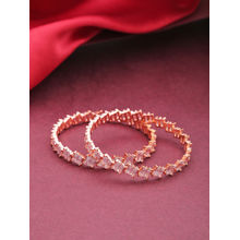 Priyaasi Set Of 2 Rose Gold-Plated Ad Studded Handcrafted Bangles