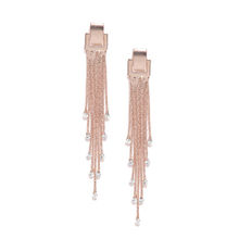 Jewels Galaxy Rose Gold-Plated Luxuria Stone-Studded Tasselled Handcrafted Drop Earrings