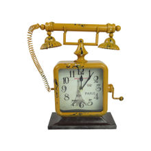 Bag of Small Things Clock Vintage/Retro Yellow Telephone