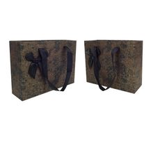 Bag of Small Things Birthday Wedding Anniversary Textured Black Gold Paper Gift Box - Set of 2