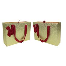 Bag of Small Things Birthday Wedding Anniversary Shiny Gold Paper Gift Box - Set of 2