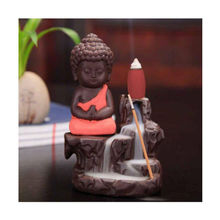 Golden Peacock Imperial Monk Buddha Back Flow Smoke Incense Holder with 5 Free Scented Cone